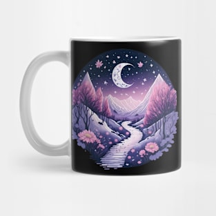 Aesthetic Moon and Winter Mountain Mug